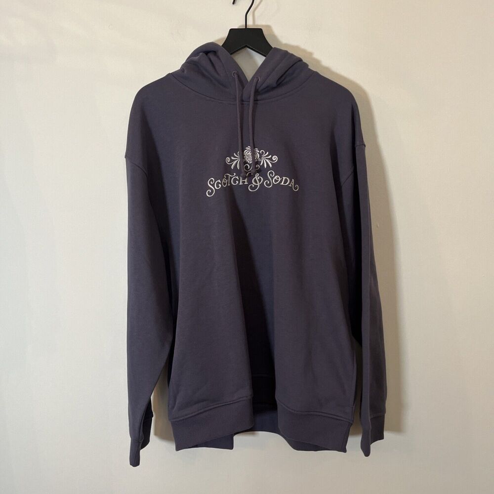 Scotch & Soda Unisex Graphic Hoodie Embroidered Purple Sky Size Extra‎ Large NWT